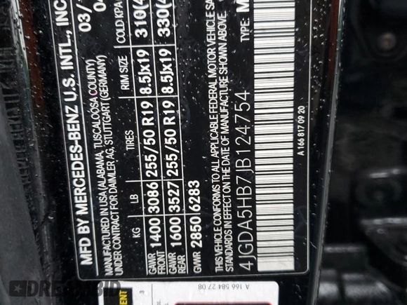 2018 Mercedes-Benz GLE 350 z VIN 4JGDA5HB7JB124754, wystawiony jako Copart lot #56665615 z przebiegiem 74 083 mil mil oraz Szkoda całkowita • Salvage title. Historia ofert i sprzedaży dostępna na DreamBid. Obrazek 13.