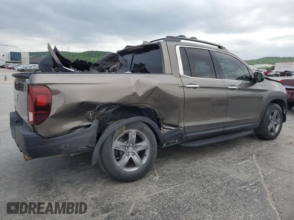 2022 Honda Ridgeline RTL-E with VIN 5FPYK3F76NB028596, listed as a Copart auction lot 54355175 with 42,020 mi miles and Salvage title. Bid and sale history available at DreamBid. Image 3.