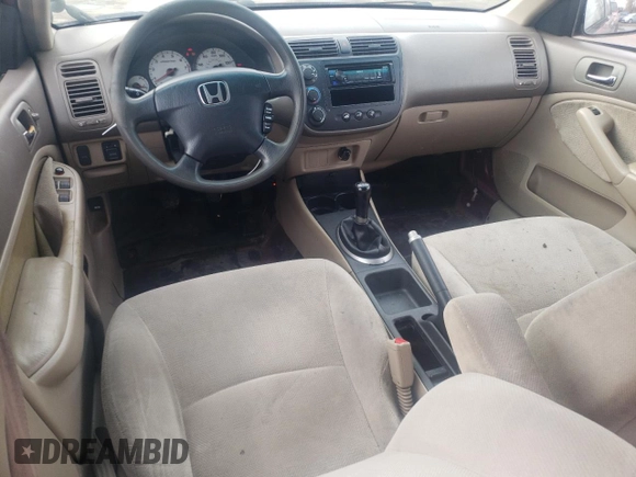 2002 Honda Civic LX with VIN 2HGES15502H558280, listed as a Copart auction lot 43611285 with 164,284 mi miles and Salvage Title. Bid and sale history available at DreamBid. Image 8.