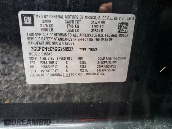 2016 Chevrolet Silverado 1500 LS with VIN 3GCPCNEC5GG268523, listed as a Copart auction lot 73746914 with Not Provided miles and Salvage Title. Bid and sale history available at DreamBid. Image 13.