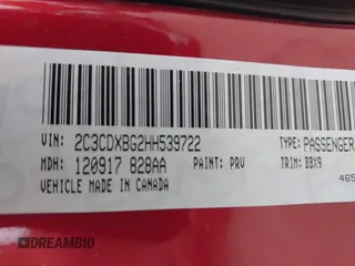 2017 Dodge Charger SE with VIN 2C3CDXBG2HH539722, listed as a IAAI auction lot 42170349 with 186,762 mi miles and . Bid and sale history available at carsss.com. Image 9.