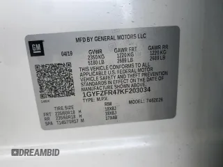 2019 Cadillac XT4 AWD Sport with VIN 1GYFZFR47KF203034, listed as a Copart auction lot 47620715 with 112,937 mi miles and Salvage title. Bid and sale history available at DreamBid. Image 14.