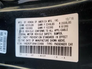 2017 Honda Accord LX with VIN 1HGCR2F38HA120488, listed as a Copart auction lot 80305004 with 144,956 mi miles and Salvage Title. Bid and sale history available at carsss.com. Image 13.