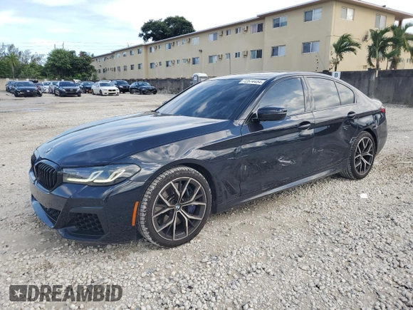 2023 BMW 5 Series 540i xDrive with VIN WBA73BJ00PWY18798, listed as a Copart auction lot 72574454 with 26,445 mi miles and Salvage Title. Bid and sale history available at carsss.com. Image 1.