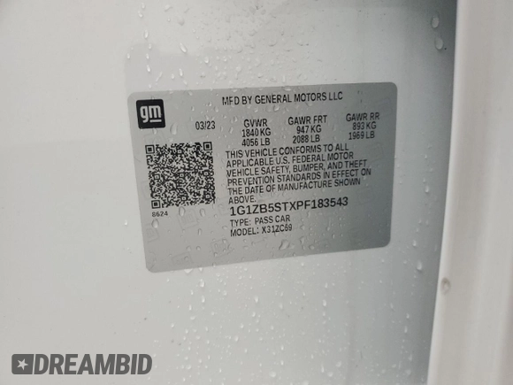 2023 Chevrolet Malibu LS with VIN 1G1ZB5STXPF183543, listed as a Copart auction lot 49882285 with 41,947 mi miles and Clean Title. Bid and sale history available at DreamBid. Image 12.