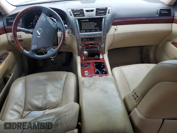 2007 Lexus LS 460 with VIN JTHBL46F975008533, listed as a Copart auction lot 55954265 with 182,192 mi miles and Salvage title. Bid and sale history available at DreamBid. Image 8.