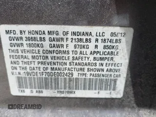 2013 Acura ILX Technology with VIN 19VDE1F70DE002429, listed as a IAAI auction lot 41921425 with 180,579 mi miles and . Bid and sale history available at DreamBid. Image 9.