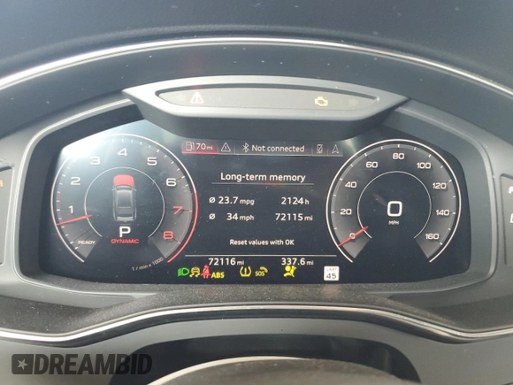 2019 Audi A7 Prestige with VIN WAUV2AF2XKN068159, listed as a Copart auction lot 65732394 with 72,116 mi miles and Salvage Title. Bid and sale history available at carsss.com. Image 9.