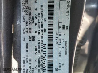 2023 Ford Ranger XL with VIN 1FTER4FH9PLE11874, listed as a Copart auction lot 48930485 with 38,549 mi miles and Salvage Title. Bid and sale history available at carsss.com. Image 14.
