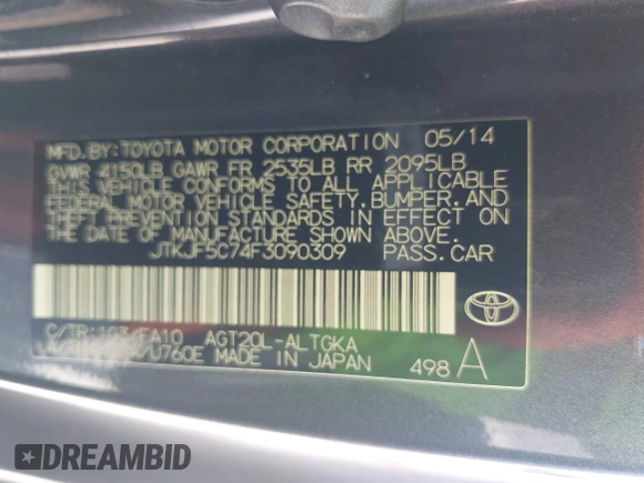 2015 Scion tC with VIN JTKJF5C74F3090309, listed as a IAAI auction lot 41988036 with 158,240 mi miles. Bid and sale history available at carsss.com. Image 9.
