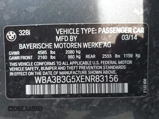 2014 BMW 3 Series 328i xDrive with VIN WBA3B3G5XENR83156, listed as a IAAI auction lot 41803982 with 111,318 mi miles. Bid and sale history available at carsss.com. Image 9.
