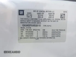 2010 GMC Yukon Denali z VIN 1GKUKEEFXAR208118, wystawiony jako IAAI lot #41618086 z przebiegiem 190 851 mil mil oraz . Historia ofert i sprzedaży dostępna na DreamBid. Obrazek 9.