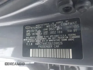 2016 Hyundai Accent SE z VIN KMHCT4AE2GU139826, wystawiony jako IAAI lot #41545891 z przebiegiem 86 555 mil mil oraz . Historia ofert i sprzedaży dostępna na DreamBid. Obrazek 9.