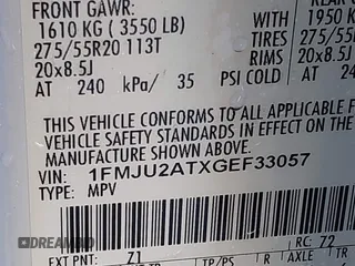 2016 Ford Expedition Limited with VIN 1FMJU2ATXGEF33057, listed as a IAAI auction lot 41103537 with 157,514 mi miles and . Bid and sale history available at DreamBid. Image 9.