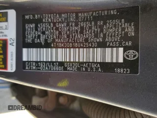 2011 Toyota Avalon with VIN 4T1BK3DB1BU425430, listed as a Copart auction lot 62591215 with 174,078 mi miles and Salvage title. Bid and sale history available at DreamBid. Image 13.