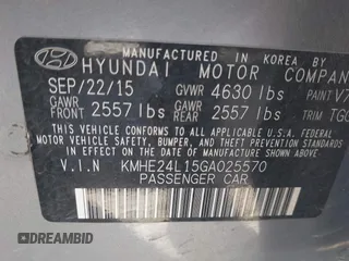 2016 Hyundai Sonata Hybrid SE with VIN KMHE24L15GA025570, listed as a IAAI auction lot 41735029 with 142,346 mi miles. Bid and sale history available at carsss.com. Image 9.