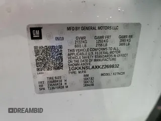 2019 GMC Acadia SLE with VIN 1GKKNSLAXKZ269832, listed as a Copart auction lot 76546764 with Not Provided miles and Salvage Title. Bid and sale history available at DreamBid. Image 14.