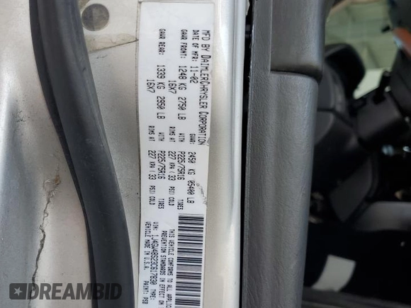 2003 Jeep Grand Cherokee Laredo with VIN 1J4GW48S23C617830, listed as a Copart auction lot 57481565 with 122,745 mi miles and Salvage title. Bid and sale history available at DreamBid. Image 12.