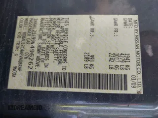 2009 Nissan Altima S z VIN 1N4AL21E99N496262, wystawiony jako IAAI lot #42408868 z przebiegiem 261 564 mil mil oraz . Historia ofert i sprzedaży dostępna na DreamBid. Obrazek 9.