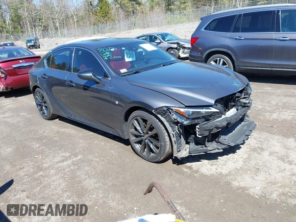 2021 Lexus IS 350 F Sport with VIN JTHGZ1E2XM5022762, listed as a IAAI auction lot 41974884 with 41,381 mi miles and . Bid and sale history available at DreamBid. Image 1.