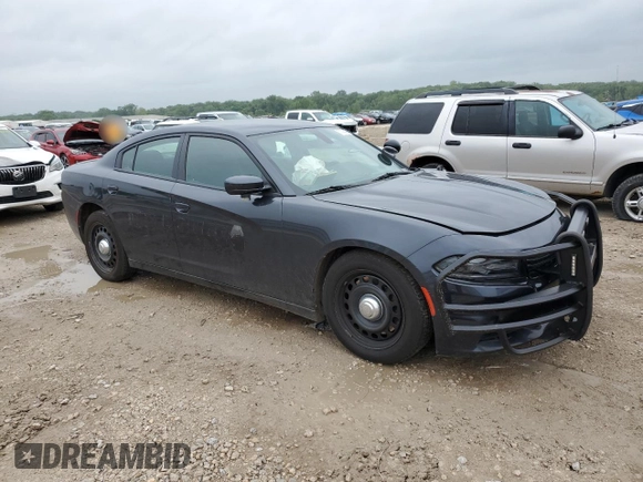 2019 Dodge Charger Police with VIN 2C3CDXKT1KH582405, listed as a Copart auction lot 57046445 with 136,171 mi miles and Salvage title. Bid and sale history available at DreamBid. Image 4.