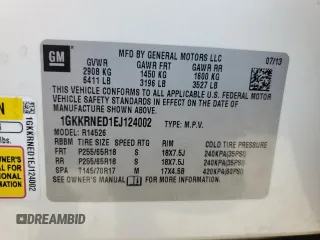 2014 GMC Acadia SLE with VIN 1GKKRNED1EJ124002, listed as a Copart auction lot 52715545 with 105,056 mi miles and Salvage Title. Bid and sale history available at carsss.com. Image 14.
