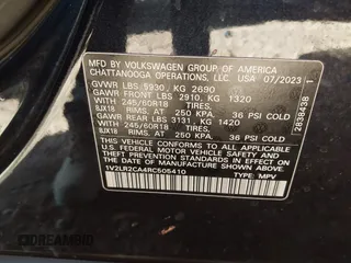 2024 Volkswagen Atlas SE with VIN 1V2LR2CA4RC505410, listed as a IAAI auction lot 41513445 with 18,647 mi miles and . Bid and sale history available at DreamBid. Image 9.