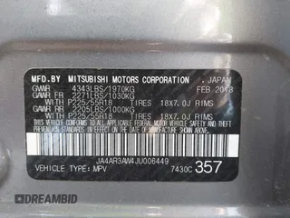 2018 Mitsubishi Outlander SE z VIN JA4AR3AW4JU006449, wystawiony jako IAAI lot #42159454 z przebiegiem 84 336 mil mil oraz . Historia ofert i sprzedaży dostępna na DreamBid. Obrazek 9.