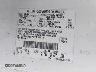 2003 Ford Ranger XL z VIN 1FTYR15E73TA50514, wystawiony jako IAAI lot #42274252 z przebiegiem 167 129 mil mil oraz . Historia ofert i sprzedaży dostępna na DreamBid. Obrazek 9.