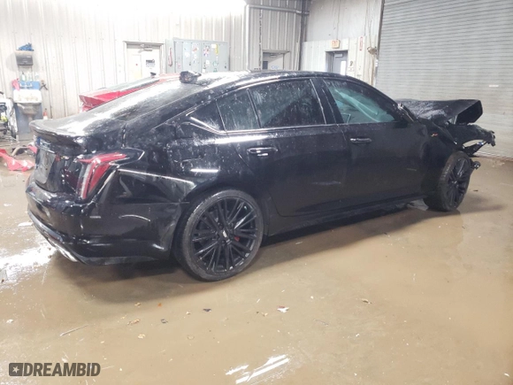 2024 Cadillac CT5-V with VIN 1G6DV5RW7R0107702, listed as a Copart auction lot 89254525 with 9,010 mi miles and Salvage Title. Bid and sale history available at carsss.com. Image 3.