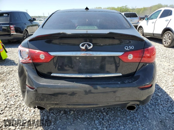 2014 Infiniti Q50 with VIN JN1BV7AP4EM687999, listed as a Copart auction lot 52318195 with 155,516 mi miles and Salvage title. Bid and sale history available at DreamBid. Image 6.
