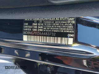 2006 Mercedes-Benz S-Class 4.3L with VIN WDBNG70J36A483732, listed as a IAAI auction lot 40968837 with 87,159 mi miles. Bid and sale history available at carsss.com. Image 9.