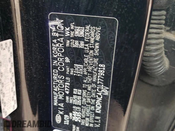 2020 Kia Sportage EX z VIN KNDPNCAC1L7779818, wystawiony jako Copart lot #51934025 z przebiegiem 77 170 mil mil oraz Szkoda całkowita • Salvage title. Historia ofert i sprzedaży dostępna na DreamBid. Obrazek 13.