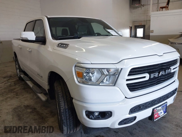 2021 Ram 1500 Big Horn with VIN 1C6SRFFTXMN780608, listed as a IAAI auction lot 41342815 with 70,406 mi miles and . Bid and sale history available at DreamBid. Image 1.