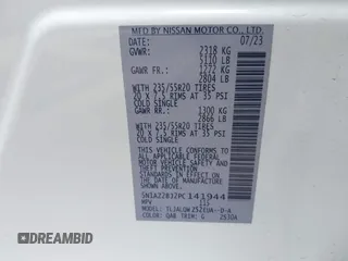2023 Nissan Murano SV with VIN 5N1AZ2BJ2PC141944, listed as a IAAI auction lot 42159122 with 16,347 mi miles and . Bid and sale history available at DreamBid. Image 9.