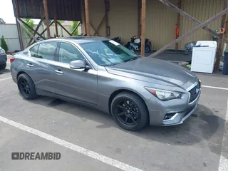 2018 Infiniti Q50 Luxe with VIN JN1EV7AP0JM355839, listed as a IAAI auction lot 42147396 with 114,766 mi miles and . Bid and sale history available at DreamBid. Image 1.