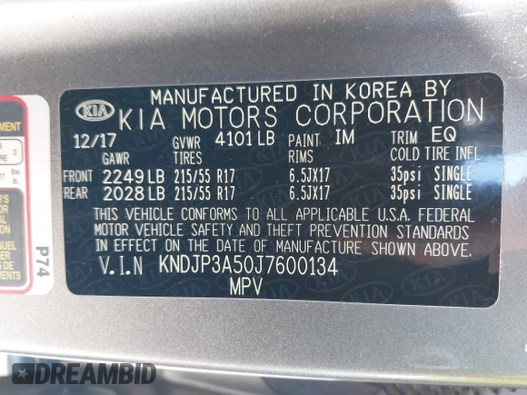 2018 Kia Soul + with VIN KNDJP3A50J7600134, listed as a IAAI auction lot 41812820 with 91,831 mi miles and . Bid and sale history available at DreamBid. Image 9.