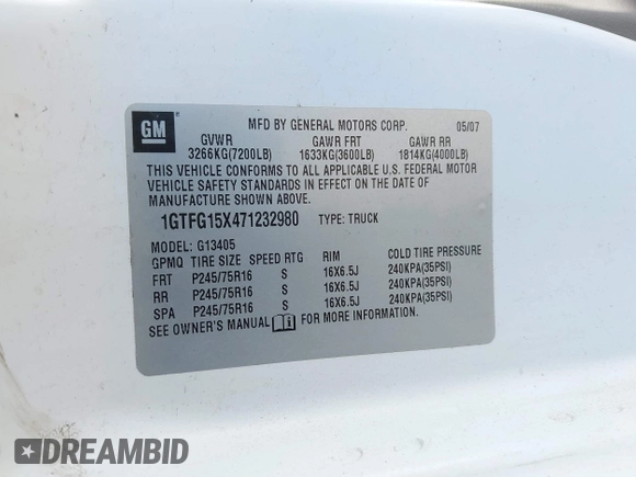 2007 GMC Savana Cargo with VIN 1GTFG15X471232980, listed as a IAAI auction lot 42097893 with 104,328 mi miles. Bid and sale history available at carsss.com. Image 9.