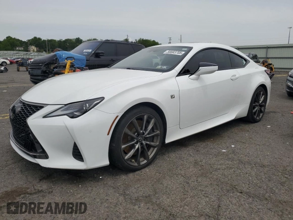 2021 Lexus RC 300 F Sport z VIN JTHGA5BC1M5011676, wystawiony jako Copart lot #58583705 z przebiegiem 50 974 mil mil oraz Szkoda całkowita • Salvage title. Historia ofert i sprzedaży dostępna na DreamBid. Obrazek 1.