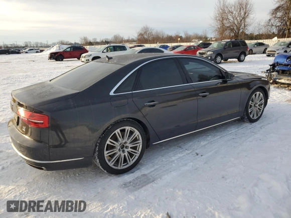 2016 Audi A8 with VIN WAUJRAFD5GN007742, listed as a Copart auction lot 44698375 with 110,830 mi miles and Salvage title. Bid and sale history available at DreamBid. Image 3.