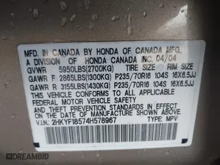 2004 Honda Pilot EX with VIN 2HKYF18574H578967, listed as a IAAI auction lot 41622715 with 150,803 mi miles. Bid and sale history available at carsss.com. Image 9.