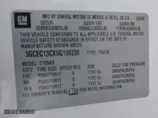 2009 Chevrolet Silverado 1500 LS with VIN 3GCEC13CX9G196238, listed as a IAAI auction lot 41690264 with 258,392 mi miles. Bid and sale history available at carsss.com. Image 9.