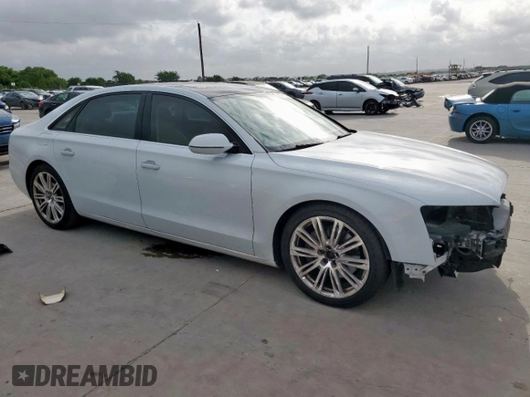 2014 Audi A8 3.0T with VIN WAURGAFD1EN013057, listed as a Copart auction lot 61161595 with 103,560 mi miles and Salvage title. Bid and sale history available at DreamBid. Image 4.