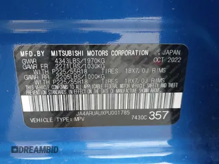 2023 Mitsubishi Outlander ES z VIN JA4ARUAUXPU001785, wystawiony jako IAAI lot #42014049 z przebiegiem 56 431 mil mil oraz . Historia ofert i sprzedaży dostępna na DreamBid. Obrazek 9.