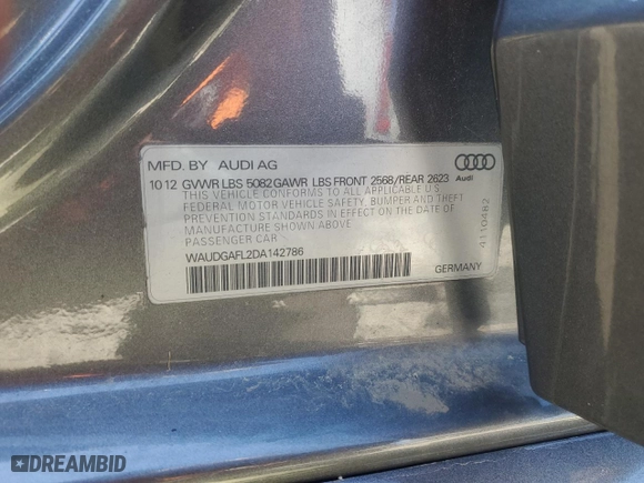 2013 Audi S4 Premium Plus with VIN WAUDGAFL2DA142786, listed as a Copart auction lot 49478055 with 147,016 mi miles and Salvage Title. Bid and sale history available at carsss.com. Image 13.