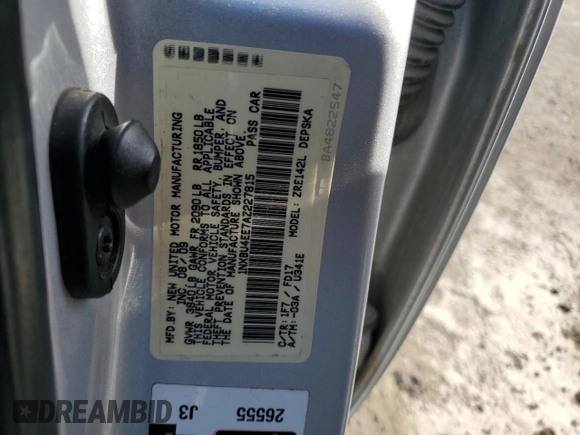 2010 Toyota Corolla with VIN 1NXBU4EE7AZ227815, listed as a Copart auction lot 61234235 with 167,828 mi miles and Salvage title. Bid and sale history available at DreamBid. Image 12.