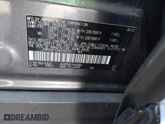 2022 Toyota RAV4 XSE with VIN JTMFB3FV0ND098293, listed as a IAAI auction lot 41513626 with 19,293 mi miles and . Bid and sale history available at DreamBid. Image 9.