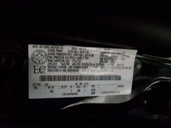 2013 Ford C-Max SEL with VIN 1FADP5BU3DL503834, listed as a Copart auction lot 88752935 with 268,610 mi miles and Salvage Title. Bid and sale history available at carsss.com. Image 13.