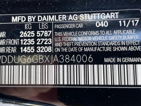 2018 Mercedes-Benz S-Class S 450 with VIN WDDUG6GBXJA384006, listed as a Copart auction lot 46197065 with 140,772 mi miles and Clean Title. Bid and sale history available at carsss.com. Image 10.