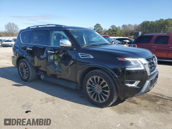2024 Nissan Armada Platinum with VIN JN8AY2DB9R9853224, listed as a Copart auction lot 43420655 with 17,707 mi miles and Salvage Title. Bid and sale history available at carsss.com. Image 4.